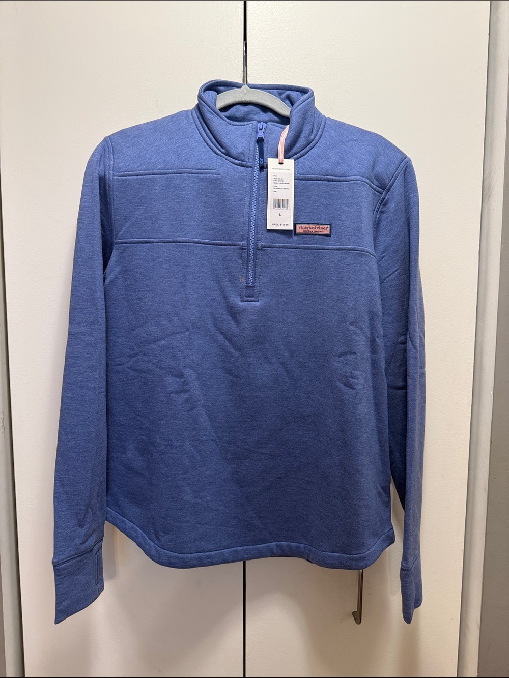Vineyard Vines Heathered Blue Quarter-Zip Pullover